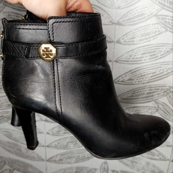 Tory Burch Shoes - Tory Burch Bristol Boots Leather Black Heeled Ankle Medallion